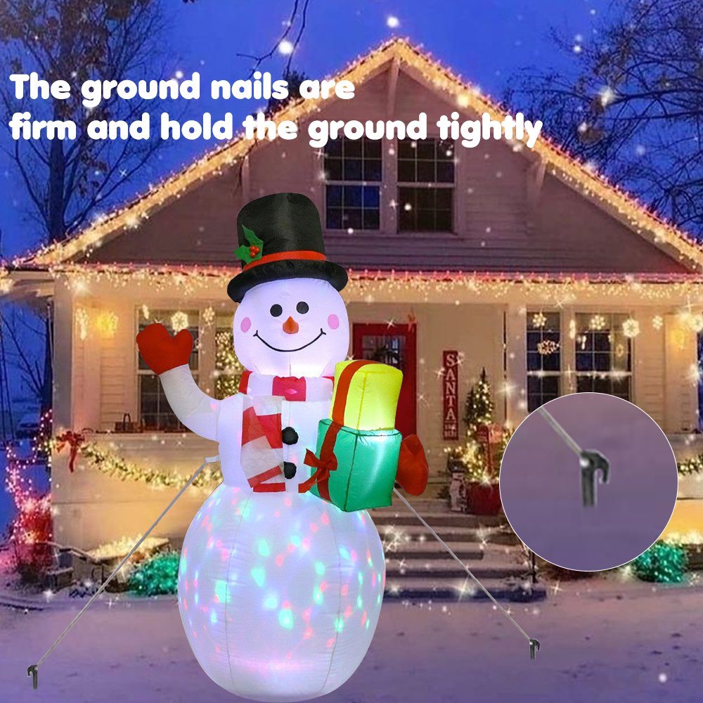 1.8m Christmas Inflatable Snowman Airblown Decor with LED Light Christmas Outdoor Courtyard Garden Doorway Ornaments Party Props