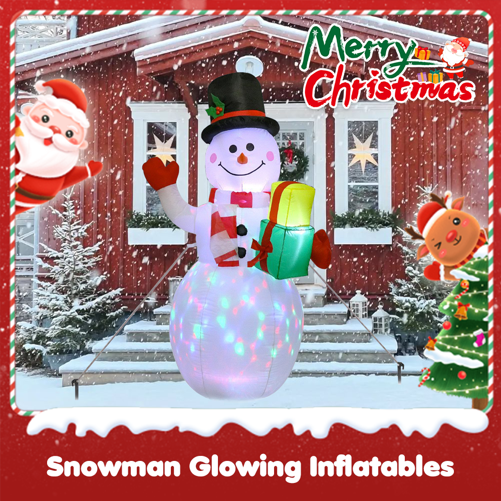 1.8m Christmas Inflatable Snowman Airblown Decor with LED Light Christmas Outdoor Courtyard Garden Doorway Ornaments Party Props
