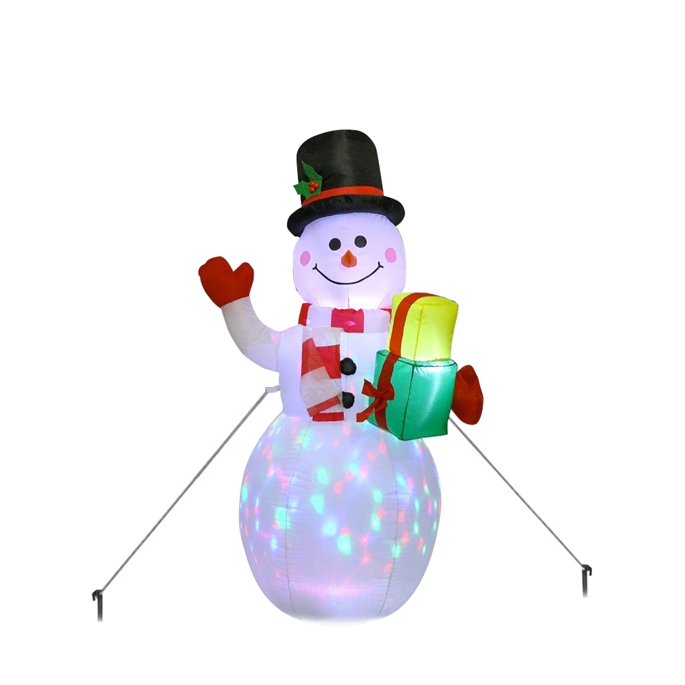 1.8m Christmas Inflatable Snowman Airblown Decor with LED Light Christmas Outdoor Courtyard Garden Doorway Ornaments Party Props