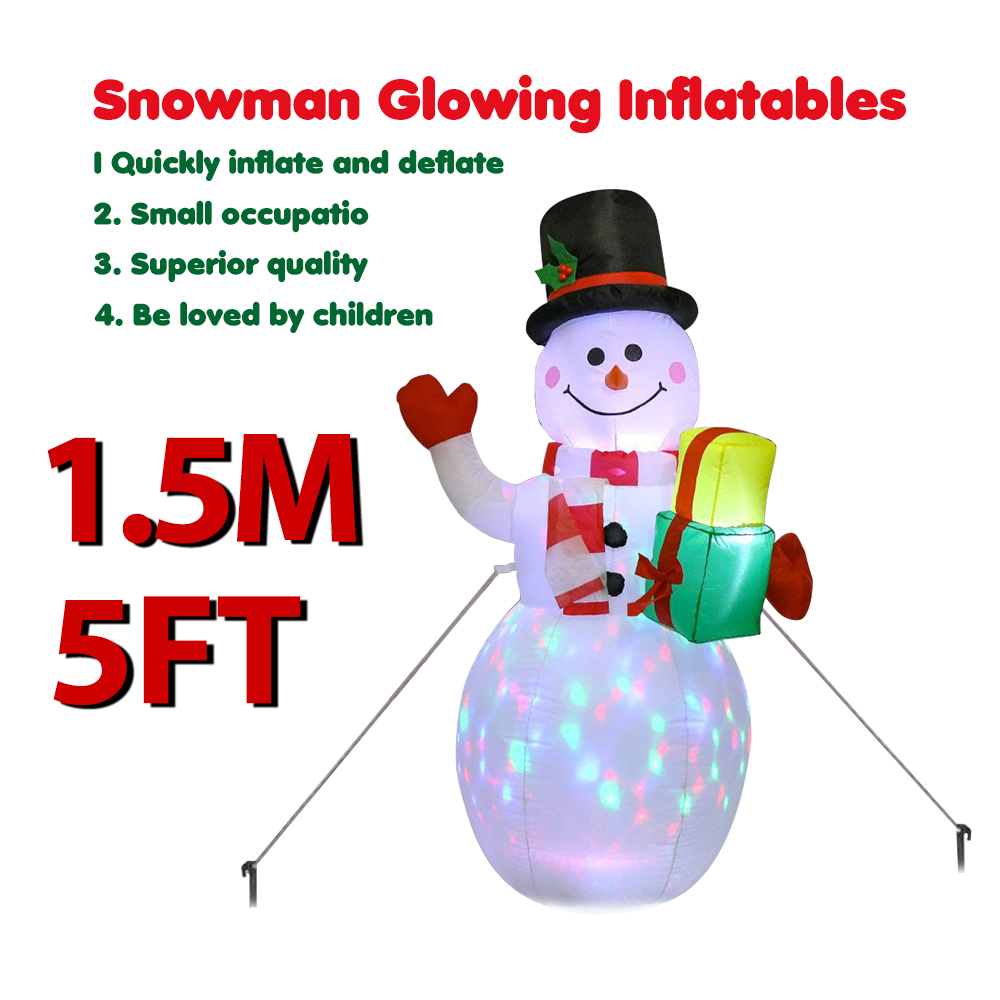 1.8m Christmas Inflatable Snowman Airblown Decor with LED Light Christmas Outdoor Courtyard Garden Doorway Ornaments Party Props