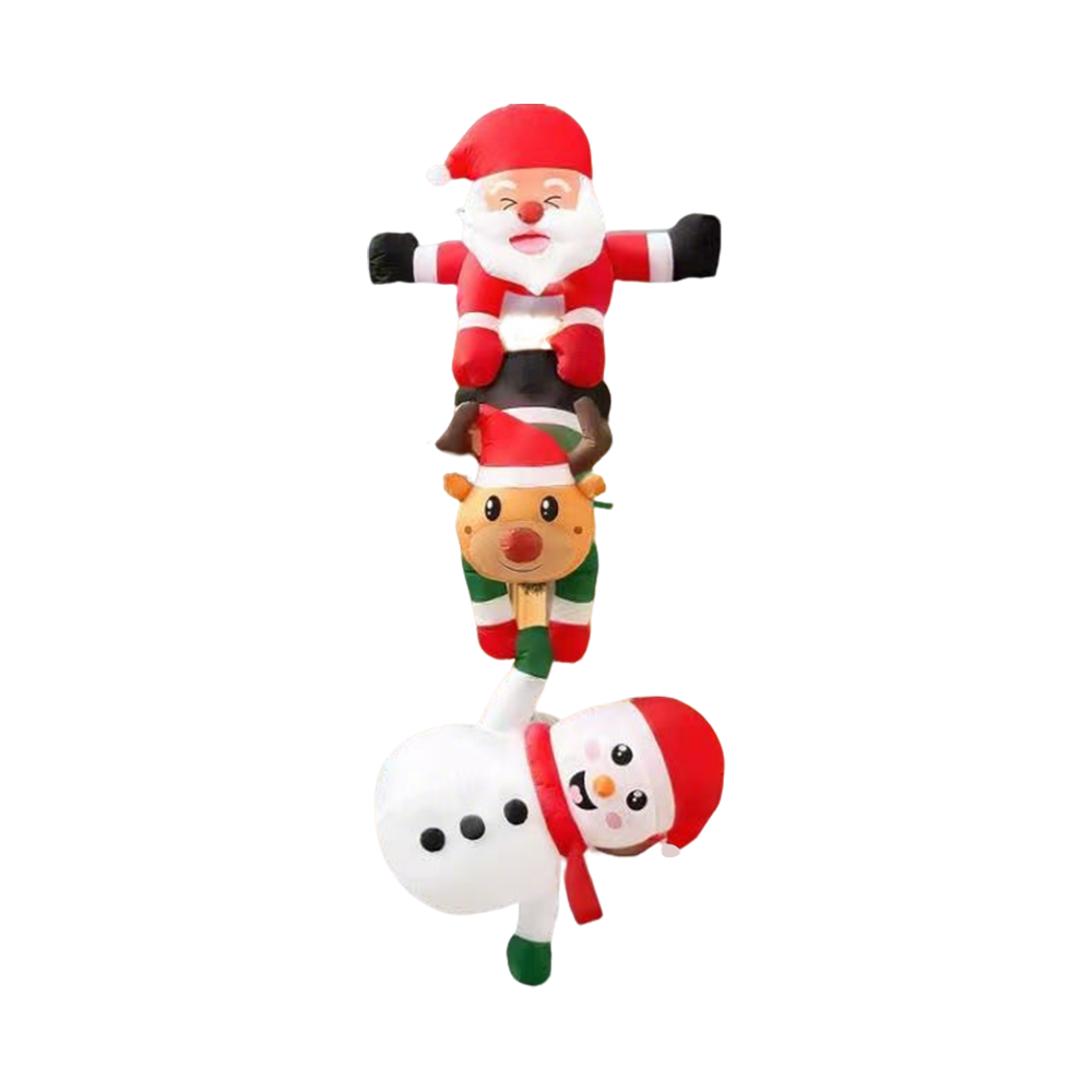 8FT Christmas Inflatables Decor, Climbing Santa Claus with Reindeer & Snowman/Elves, Xmas Decor for Beam Roof Tree Indoor Party