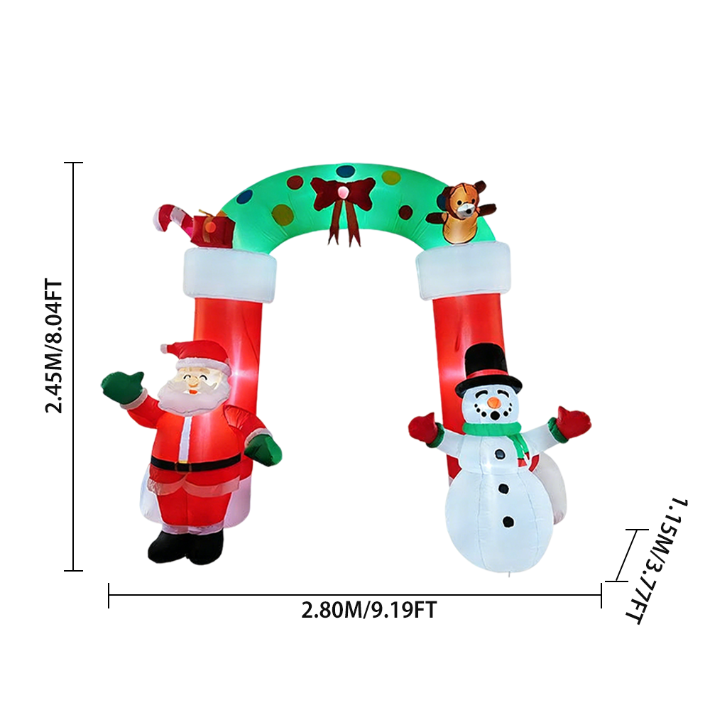 Christmas Inflatable Arch with LED Lights Santa Snowman Blow Up Decor for Outdoor Yard, Garden, Lawn Holiday Decorations