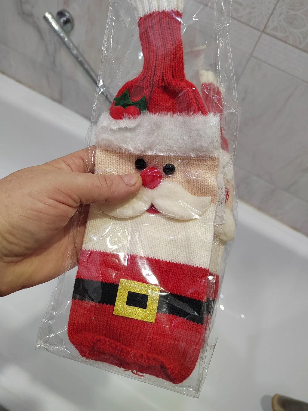 Christmas Wine Bottle Cover Set Santa Snowman Woven Wine Bottle Bags for Christmas Party Dinner Table Decorations New Year Gifts