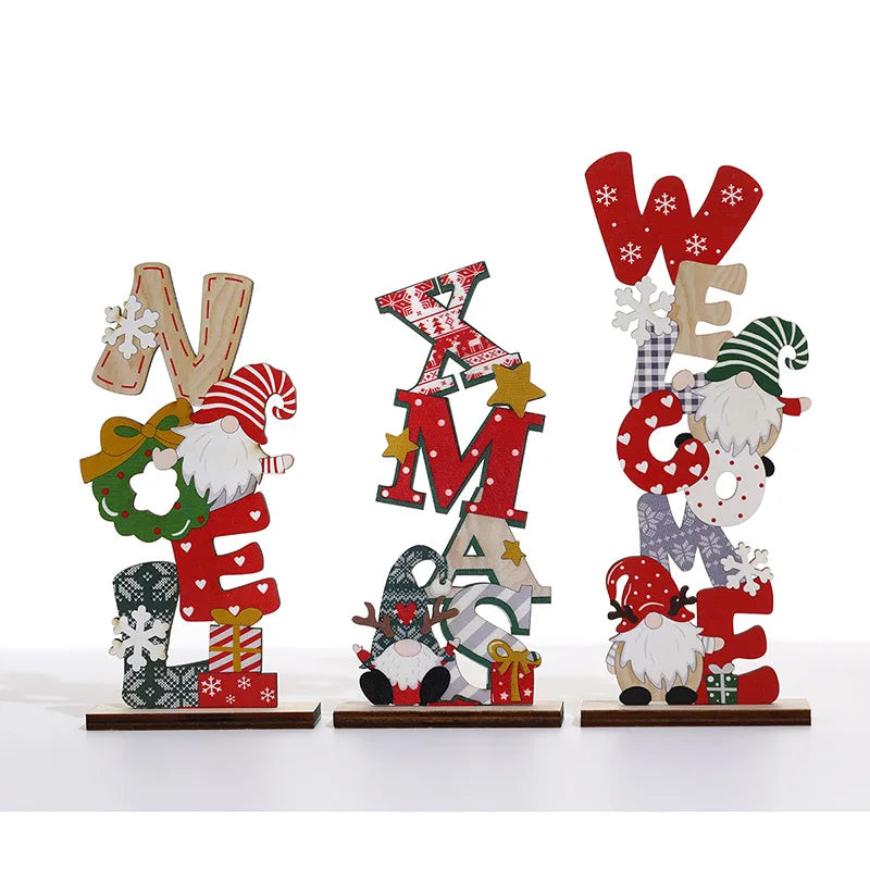 Wooden Christmas Table Decorations Wooden Santa Ornaments Santa Christmas Decorations Large Snowflake Ornament Happy New Year