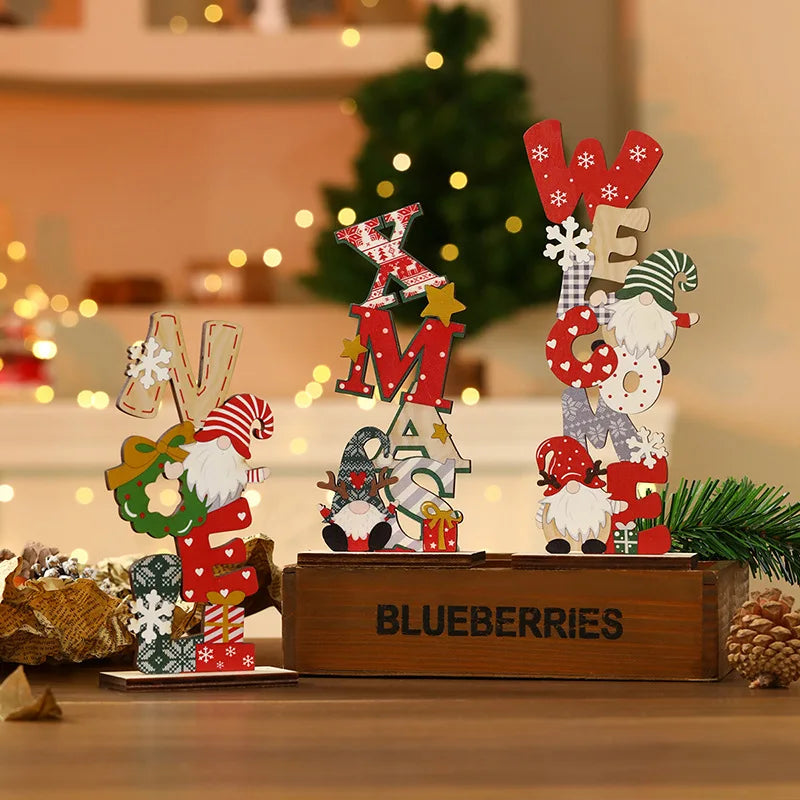 Wooden Christmas Table Decorations Wooden Santa Ornaments Santa Christmas Decorations Large Snowflake Ornament Happy New Year
