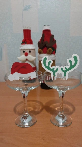 Christmas Wine Bottle Cover Set Santa Snowman Woven Wine Bottle Bags for Christmas Party Dinner Table Decorations New Year Gifts