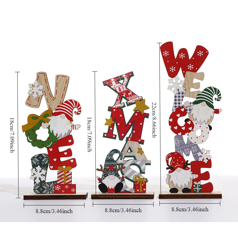 Wooden Christmas Table Decorations Wooden Santa Ornaments Santa Christmas Decorations Large Snowflake Ornament Happy New Year