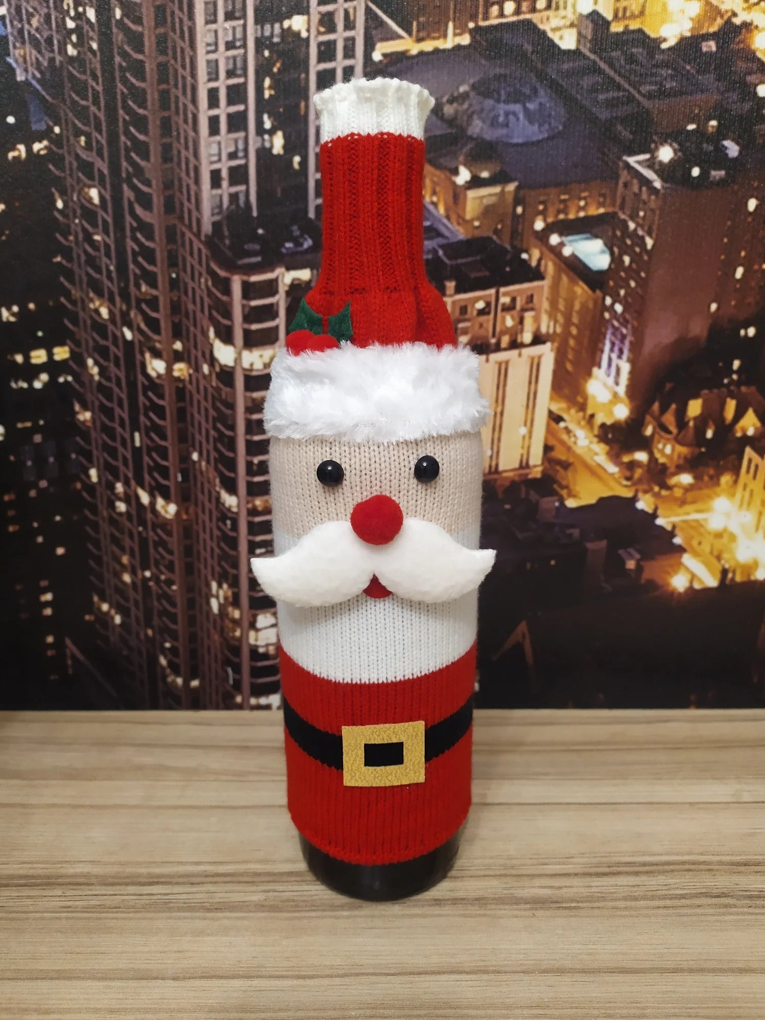 Christmas Wine Bottle Cover Set Santa Snowman Woven Wine Bottle Bags for Christmas Party Dinner Table Decorations New Year Gifts