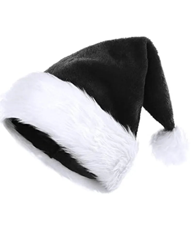 Black and White Fur Plush Hat for Adults and Children, Christmas Cap, Xmas Party, Home Decoration, High Quality