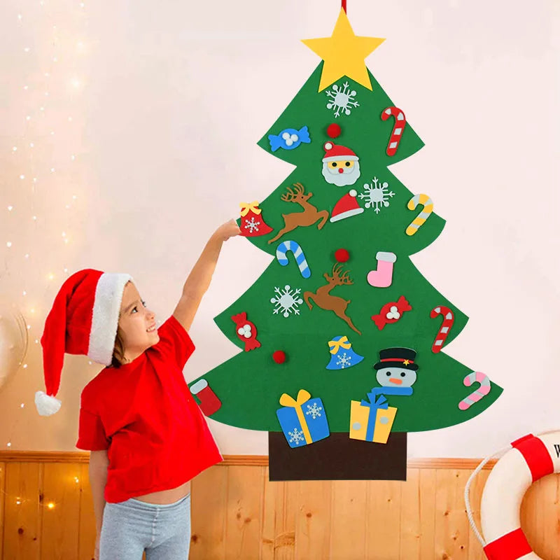 DIY Felt Christmas Decorations Xmas Tree Door Wall Hanging Ornaments Felt Christmas Tree New Year Santa Claus Xmas Kids Gifts