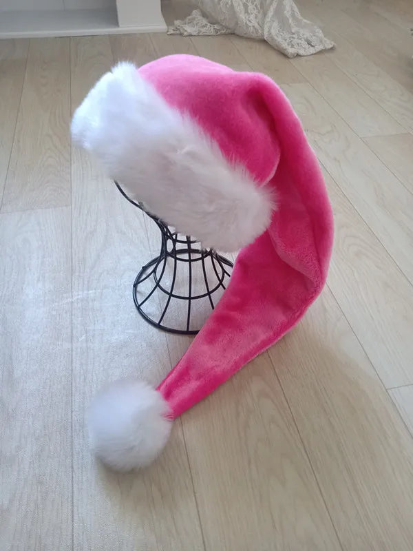Black and White Fur Plush Hat for Adults and Children, Christmas Cap, Xmas Party, Home Decoration, High Quality