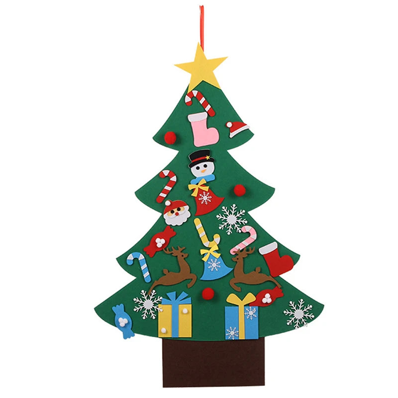 DIY Felt Christmas Decorations Xmas Tree Door Wall Hanging Ornaments Felt Christmas Tree New Year Santa Claus Xmas Kids Gifts