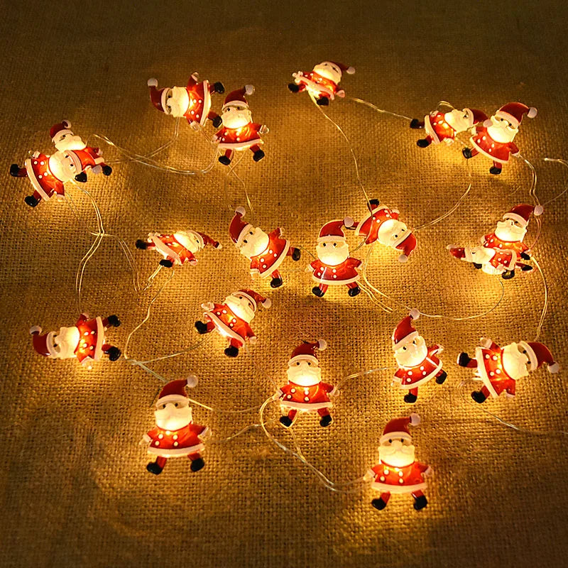 2M 20LED Santa Claus Snowflake LED Light String Christmas Decoration For Home Xmas Tree Ornament 2025 Navidad Kids Gift New Year