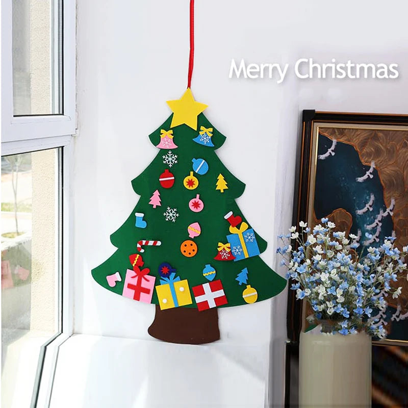 DIY Felt Christmas Decorations Xmas Tree Door Wall Hanging Ornaments Felt Christmas Tree New Year Santa Claus Xmas Kids Gifts