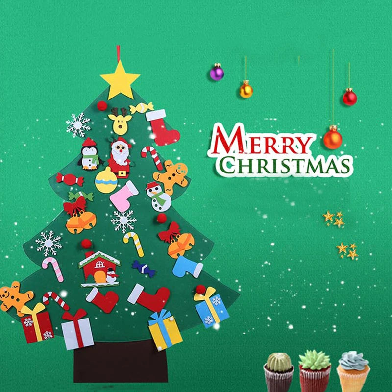 DIY Felt Christmas Decorations Xmas Tree Door Wall Hanging Ornaments Felt Christmas Tree New Year Santa Claus Xmas Kids Gifts