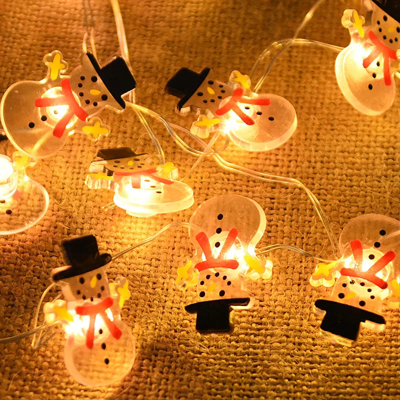 2M 20LED Santa Claus Snowflake LED Light String Christmas Decoration For Home Xmas Tree Ornament 2025 Navidad Kids Gift New Year