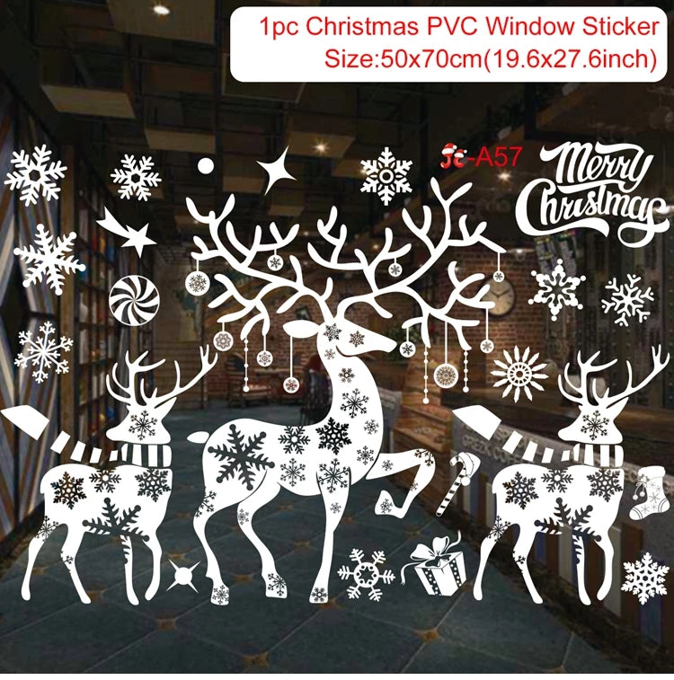 Christmas Wall Window Stickers Christmas Decoration For Home 2024 Merry Christmas Ornaments Xmas Navidad Happy New Year 2025
