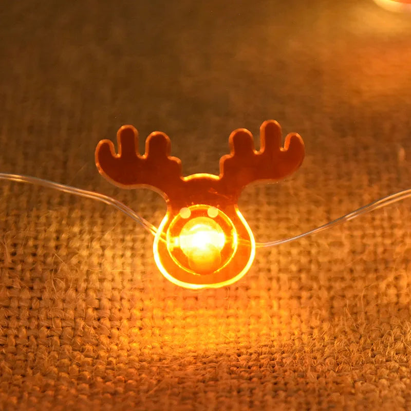2M 20LED Santa Claus Snowflake LED Light String Christmas Decoration For Home Xmas Tree Ornament 2025 Navidad Kids Gift New Year