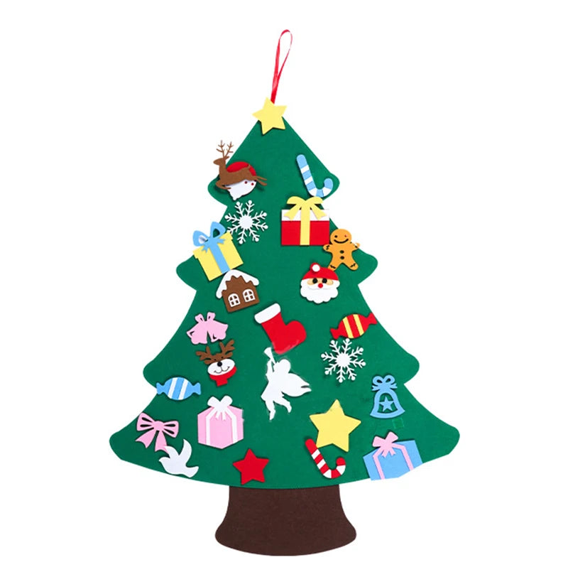 DIY Felt Christmas Decorations Xmas Tree Door Wall Hanging Ornaments Felt Christmas Tree New Year Santa Claus Xmas Kids Gifts