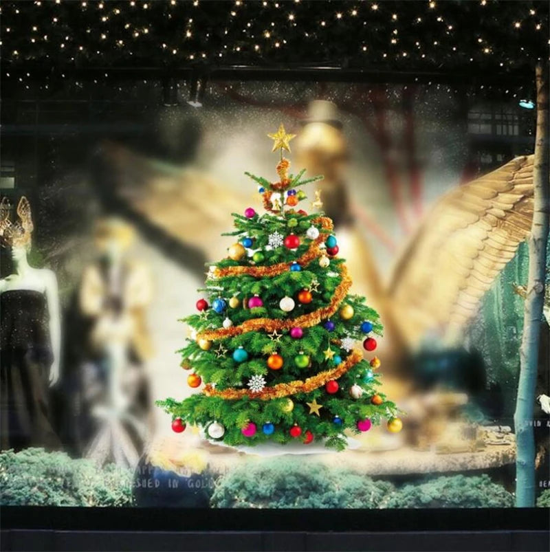 Christmas theme  wall stickers  supermarket  window glass decoration wall decal Christmas decorations
