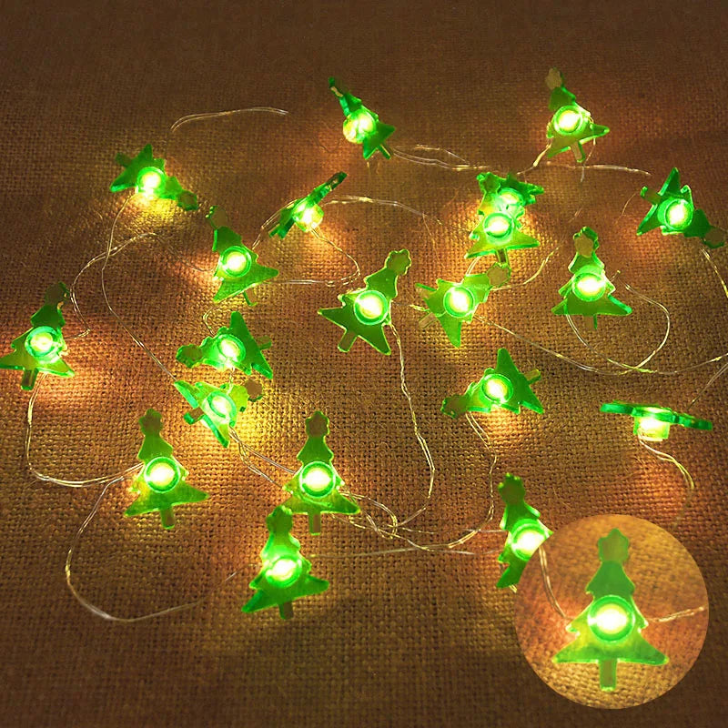 2M 20LED Santa Claus Snowflake LED Light String Christmas Decoration For Home Xmas Tree Ornament 2025 Navidad Kids Gift New Year