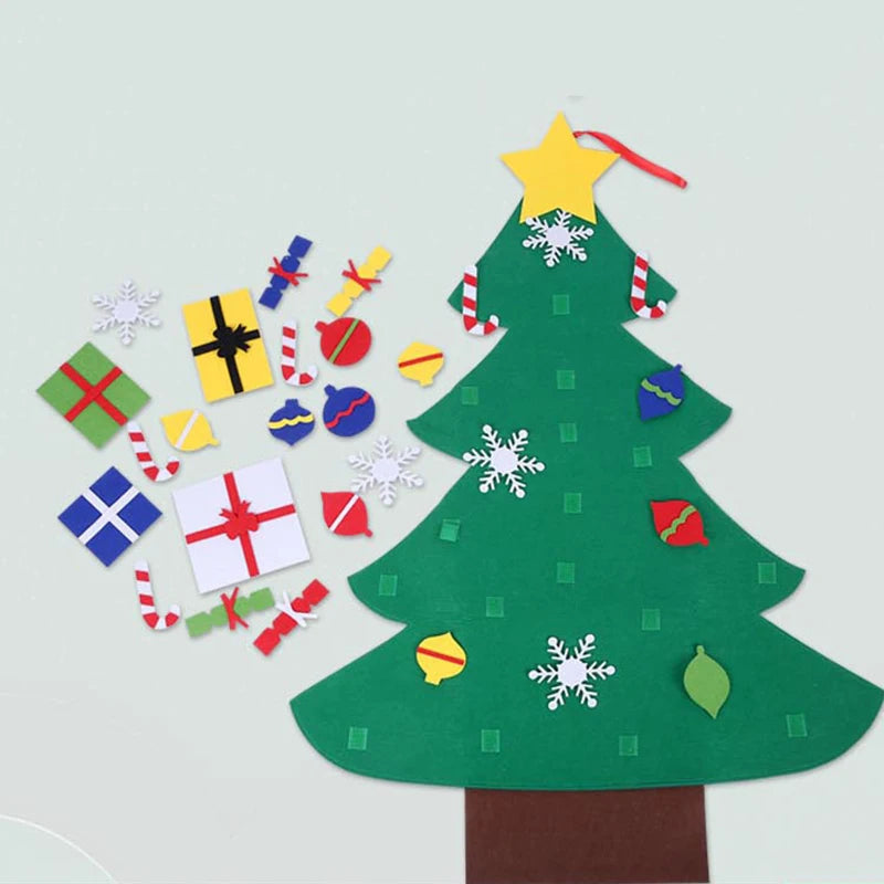 DIY Felt Christmas Decorations Xmas Tree Door Wall Hanging Ornaments Felt Christmas Tree New Year Santa Claus Xmas Kids Gifts