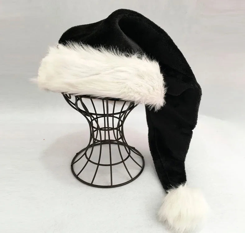 Black and White Fur Plush Hat for Adults and Children, Christmas Cap, Xmas Party, Home Decoration, High Quality