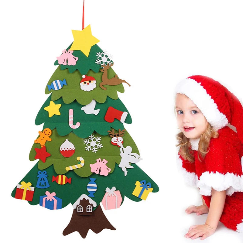 DIY Felt Christmas Decorations Xmas Tree Door Wall Hanging Ornaments Felt Christmas Tree New Year Santa Claus Xmas Kids Gifts