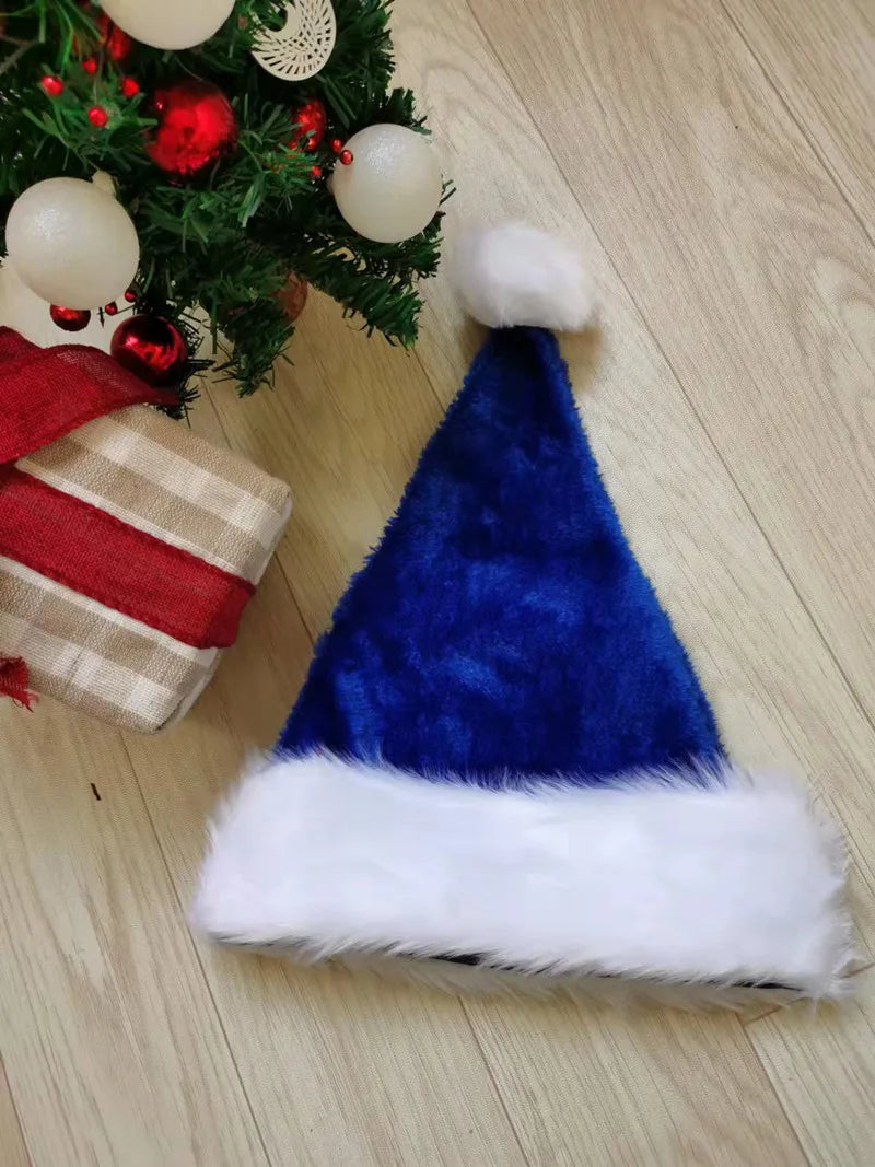 Black and White Fur Plush Hat for Adults and Children, Christmas Cap, Xmas Party, Home Decoration, High Quality