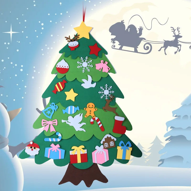 DIY Felt Christmas Decorations Xmas Tree Door Wall Hanging Ornaments Felt Christmas Tree New Year Santa Claus Xmas Kids Gifts