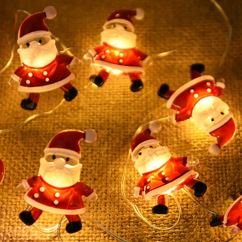 2M 20LED Santa Claus Snowflake LED Light String Christmas Decoration For Home Xmas Tree Ornament 2025 Navidad Kids Gift New Year