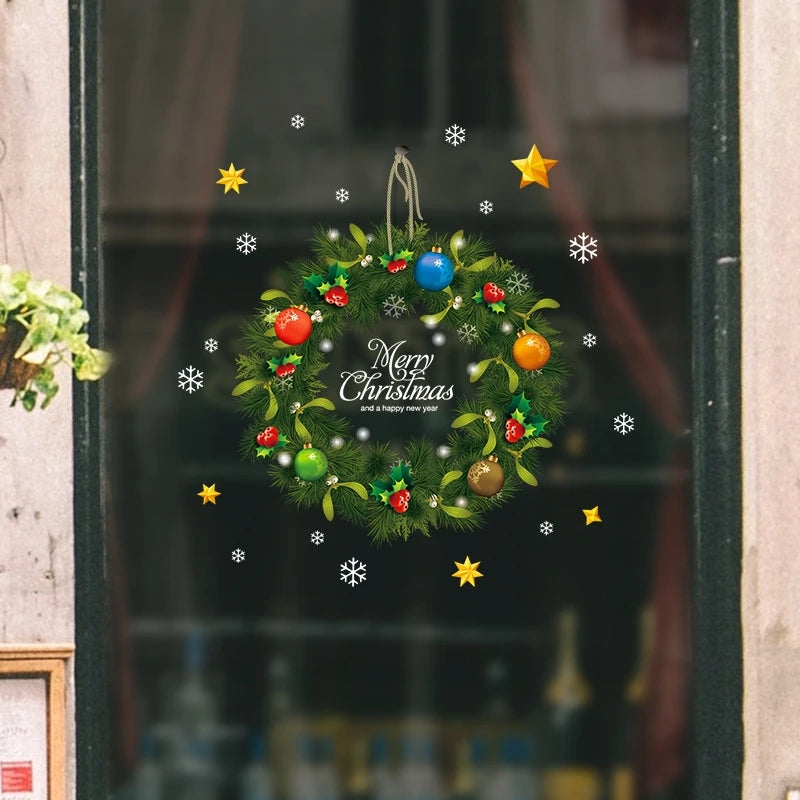 Christmas theme  wall stickers  supermarket  window glass decoration wall decal Christmas decorations