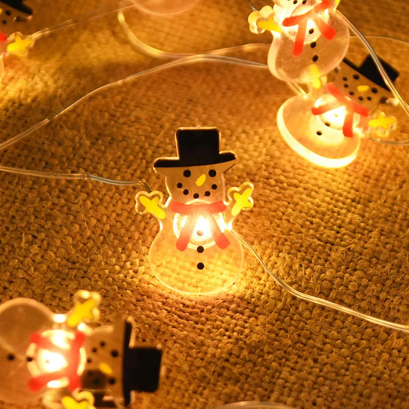 2M 20LED Santa Claus Snowflake LED Light String Christmas Decoration For Home Xmas Tree Ornament 2025 Navidad Kids Gift New Year
