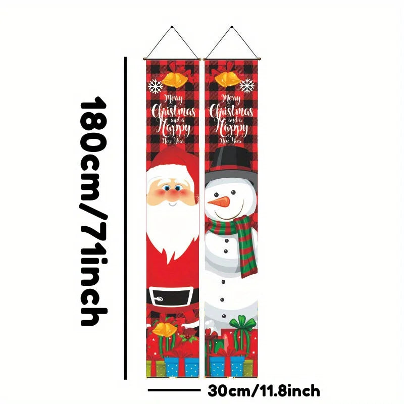 3pcs Christmas Decorations Wooden Welcome Sign and Christmas Hanging Door Banner Merry Christmas Decorations for Home Xmas