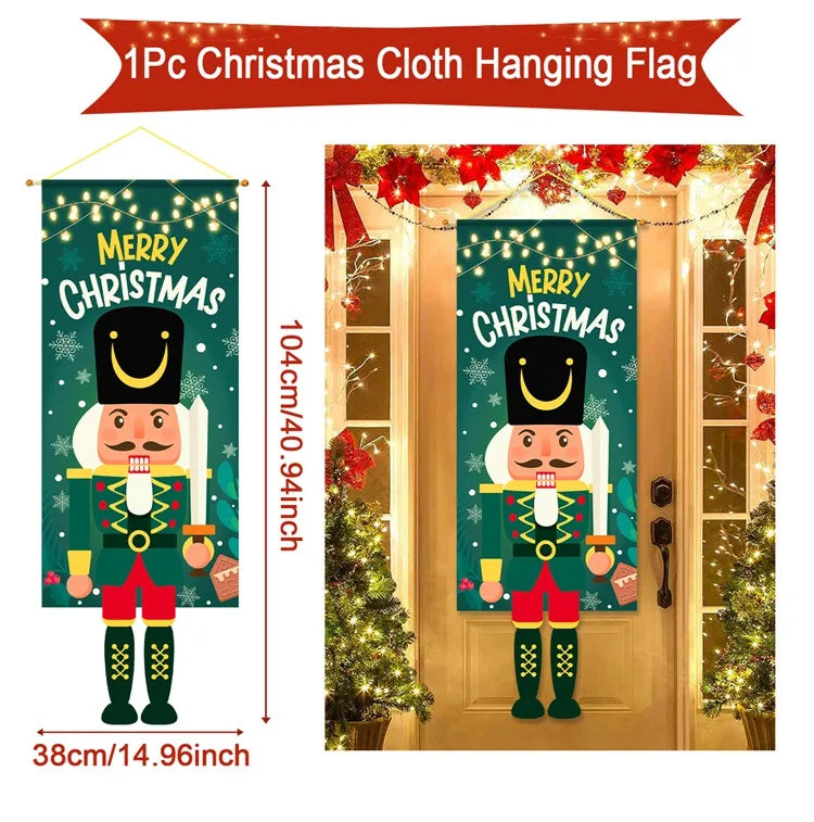 Merry Christmas Hanging Flag Christmas Decorations For Home 2024 Christmas Door Banner Xmas Gifts Navidad Happy New Year 2025