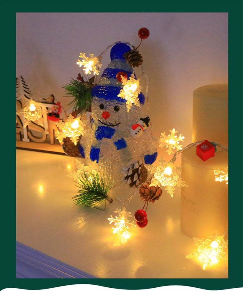 Christmas LED Light String Santa Claus Elk Snowman Xmas Ornament String Light Christmas Decorations 2025 New Year Navidad Gift