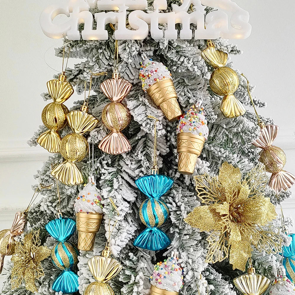 Mix Cute Candy Donuts Cupcake Ice Cream Cone Christmas Ornaments Kit Christmas Tree Hanging Decorations Gifts Navidad Natal