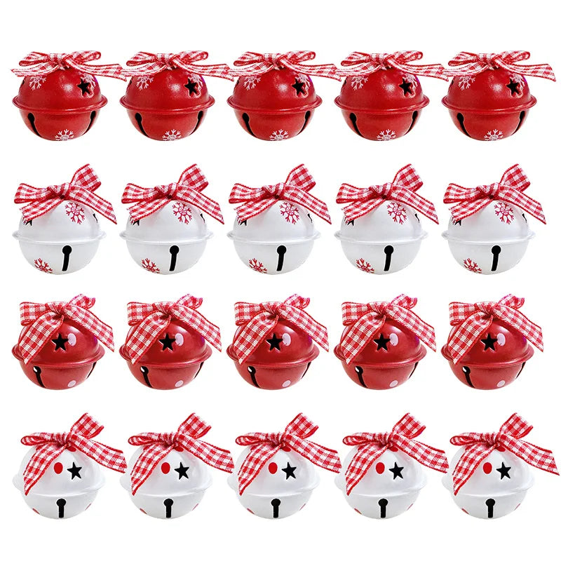 12Pcs Snowflake Christmas Jingle Bells Metal Decorative Pendant Xmas Tree Hanging Ornament 2025 New Year Home Party Decorations