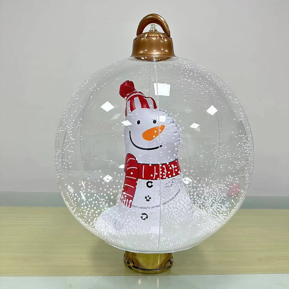 60cm Inflatable Christmas Ball With Light Santa Claus Snowman Christmas Tree Giant Big Large Christmas Balls Ornament Xmas Decor