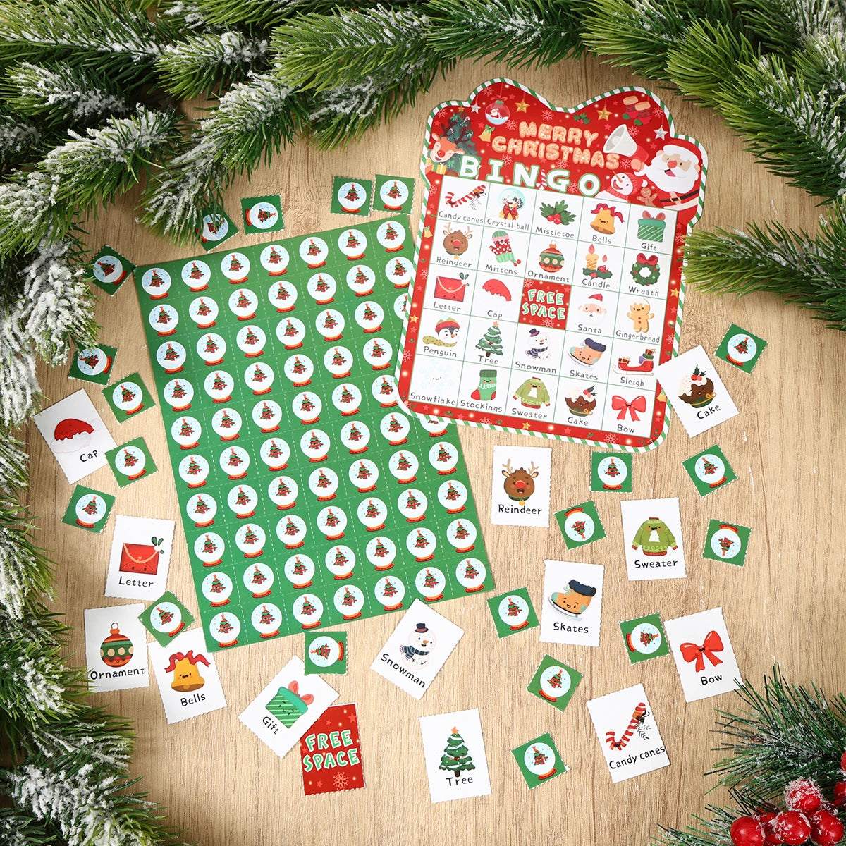 Christmas Cartoon Bingos Game Cards Merry Christmas Decoration for Home 2025 Bingo Game Set Navidad Natal New Year Gift 2026