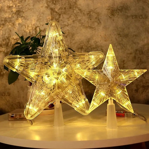 15/19cm Christmas Decoration Glowing Tree Topper Glitter Shining Star Xmas Tree Ornaments for Home Decor Navidad New Year 2026