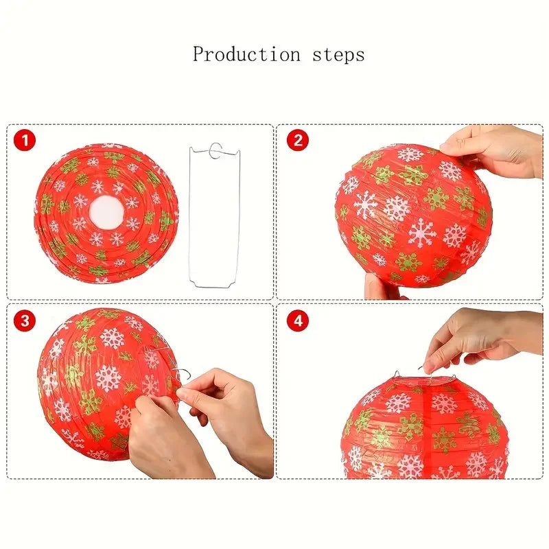 6 Christmas Hanging Paper Lanterns Decoration Colorful Round Santa Claus Snowflake Snowman Christmas Tree Hanging Paper Lanterns Christmas Party Decoration