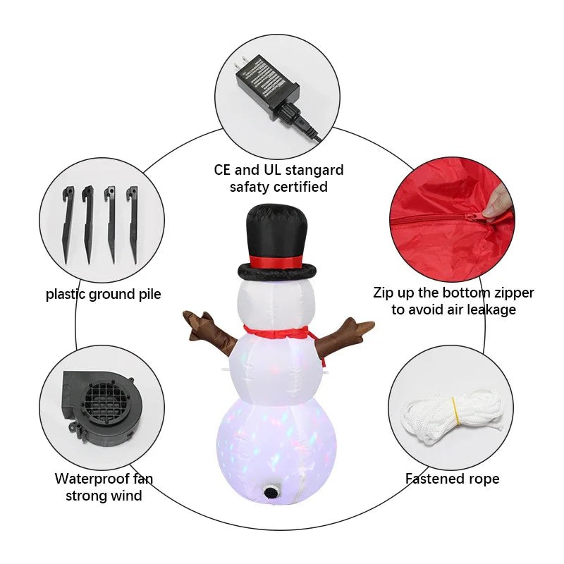 Christmas Inflatable Gas Model Lighting Outdoor Courtyard Party Decoration Rotating Colorful Lights Christmas Snowman