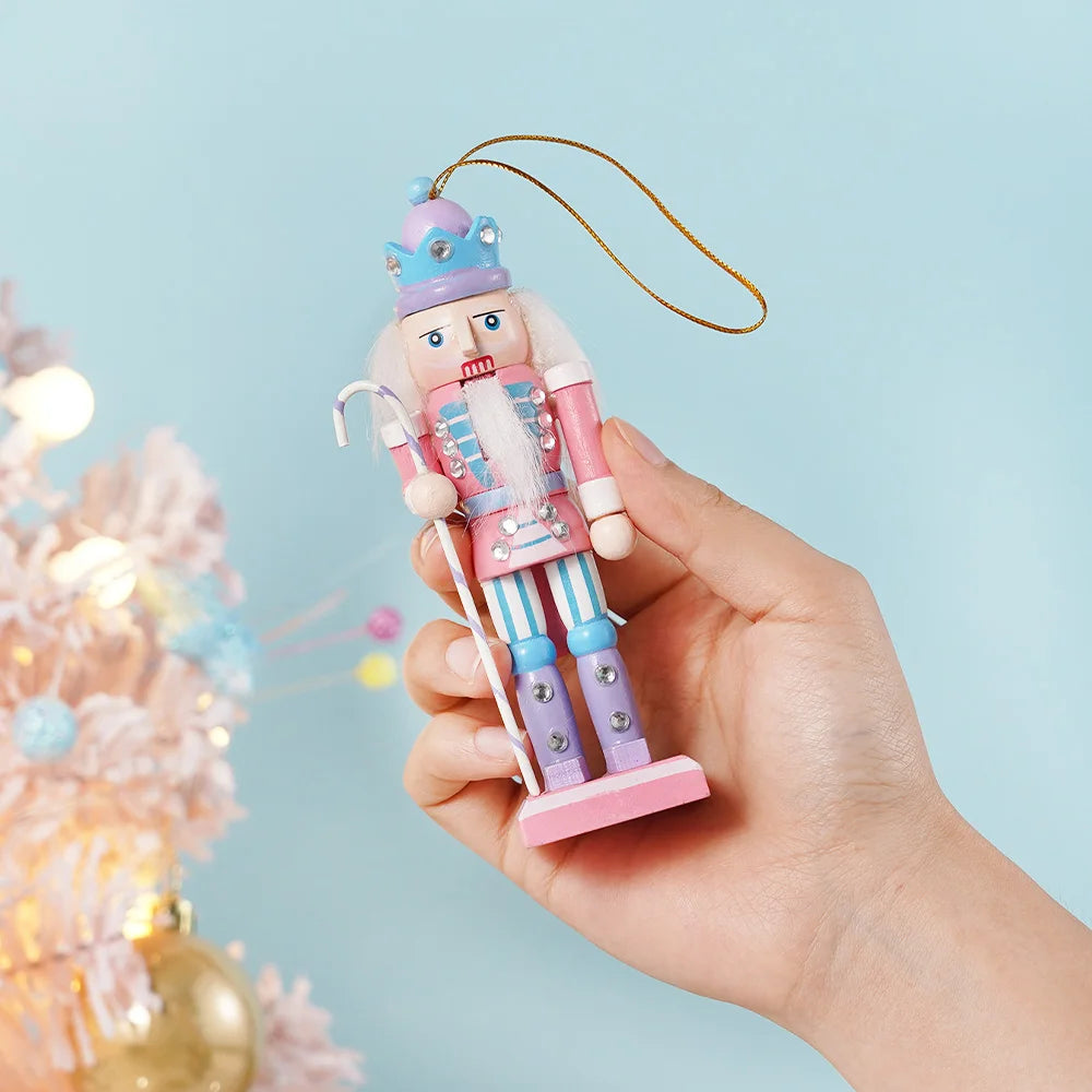4PCS Macaron Candy Series Nutcracker Puppet Soldier 12CM Christmas Tree Pendant Party Decorations Home Decorations Holiday Gifts