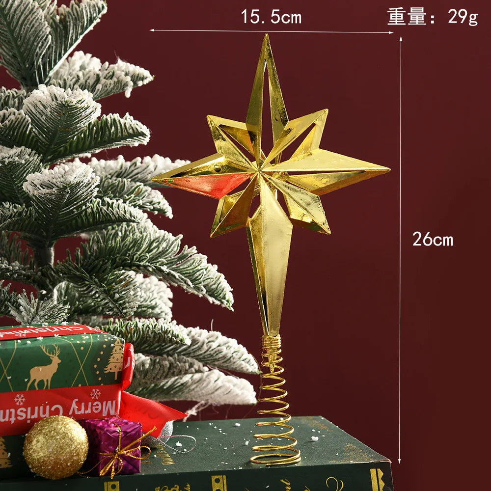 Gold Glitter Christmas Tree Top Iron Star Christmas Decorations For Home Xmas Tree Ornaments Navidad New Year 2024 Natal Noel