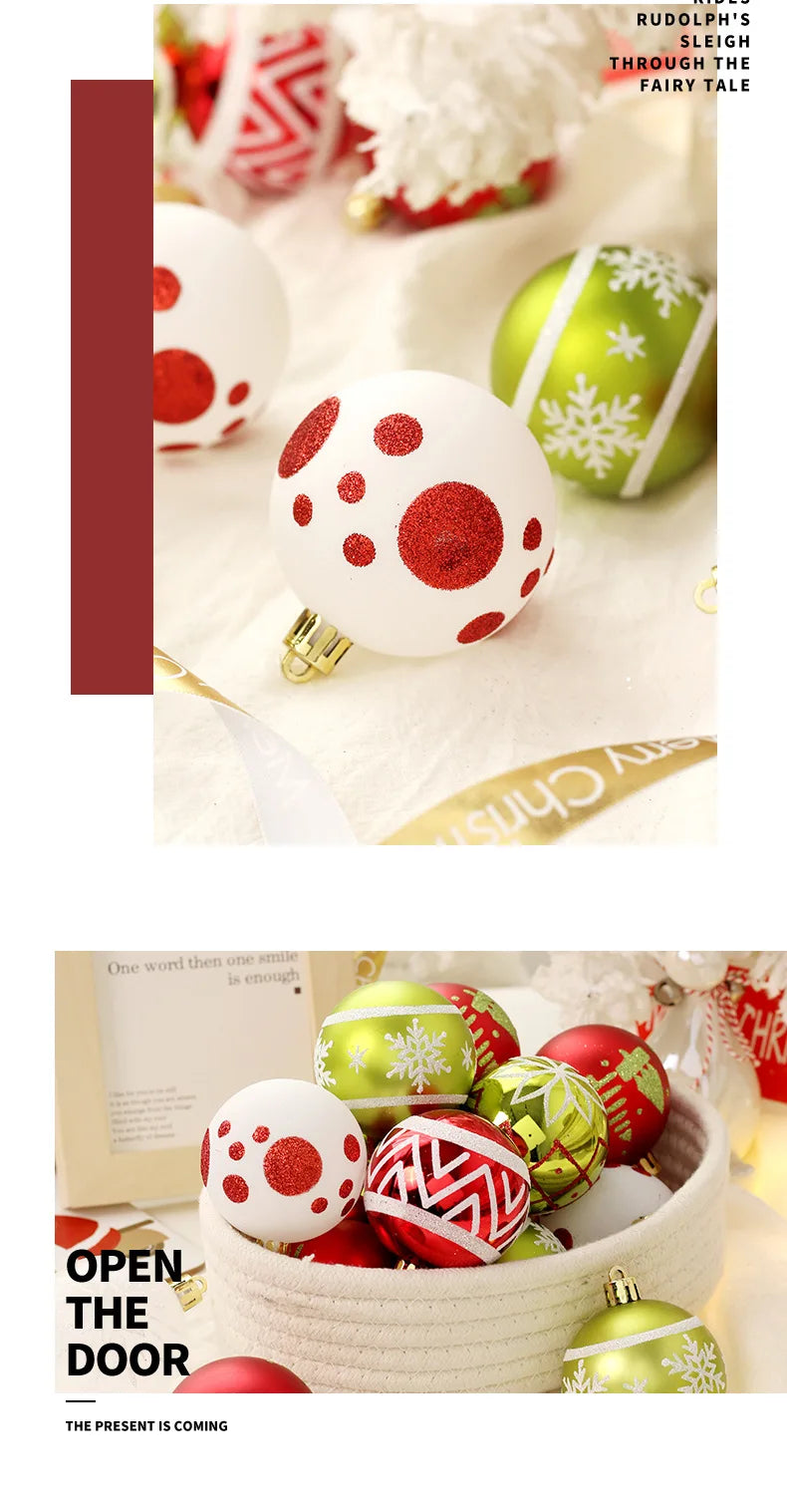 New Christmas Decorations 16 Red Green and White Ball Ornaments Christmas Tree Hanging Decorations Home Party Decorative Pieces