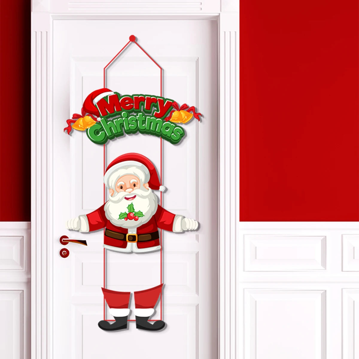 Merry Christmas Hanging Flag Porch Door Banner Santa Claus Snowman for Home Ornaments Door Decoration Supplies New Year Decor