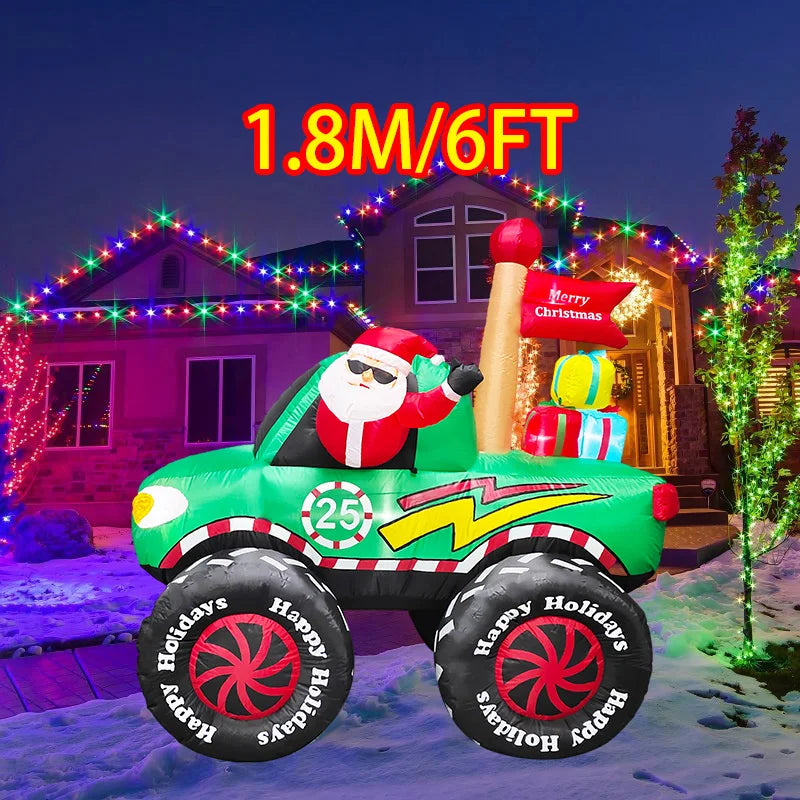 Inflatable Toys Santa Cartoon Vehicle Christmas Decorations Model Party New Year Yard Props Indoor Outdoor Xmas Garden Decor