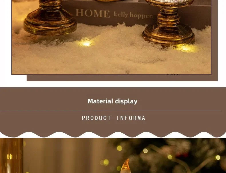 Christmas Decorations Wind Lamp Candle Candlestick Crystal Ball Lights Snow Snowflake Music Box Xmas Gift Scene Arrangement