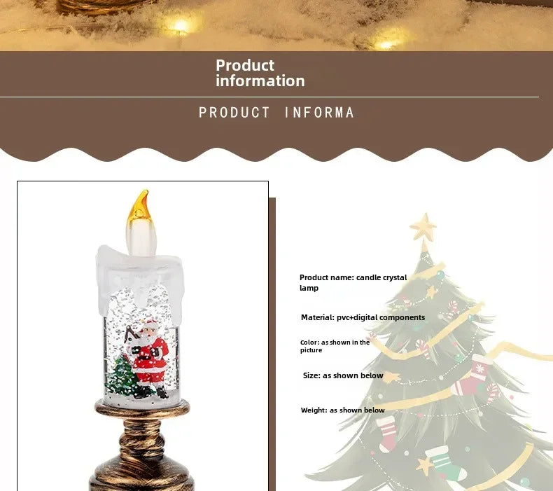 Christmas Decorations Wind Lamp Candle Candlestick Crystal Ball Lights Snow Snowflake Music Box Xmas Gift Scene Arrangement